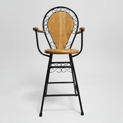 Artisan Scrollwork Wrought Iron High Bar Stool
