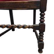 Barley Twist Antique Armchair with Cane and Velvet