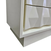 West Elm Mid-Century Style White Sculptural Geometric 2 Drawer Bedside Table