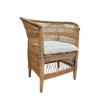 Woven Brown Rattan High Curved Back Accent Armchair
