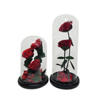 Enchanting Crimson Faux Rose Glass Bell Jar Cloche Ornament