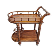 Victorian Style Turned Wood Rolling Beverage Bar Trolley