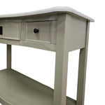 Elegant Sage Bow-Front Console Table with Open Shelving