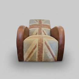 Bold British Heritage Union Jack Fabric and Leather Club Armchair