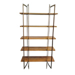 Design Atelier Modern Mahogany and Gold Metal Five-Tier Bookshelf
