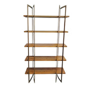 Design Atelier Modern Mahogany and Gold Metal Five-Tier Bookshelf