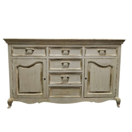 Provincial Charm Hand-Distressed Cream Sideboard Cabinet