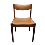 Classic Danish-Style Cognac Faux Leather Chair