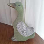 Whimsical Sage Green Textured Ceramic Duck Garden Statue