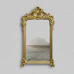 Ornate Rococo Style Gilded Arch Top Wall Mirror
