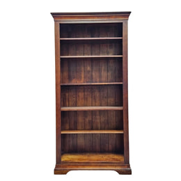 Elegant Traditional Handcrafted Tall Dark Wood Bookcase