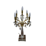 Ornate Crystal and Gold Five Light Candelabra Table Lamp