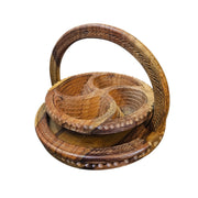 Heritage Carved Solid Wood Collapsible Folding Fruit Basket