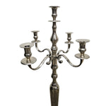 Polished Silver Chrome Five Light Baroque Style Candelabra