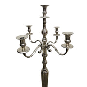 Polished Silver Chrome Five Light Baroque Style Candelabra