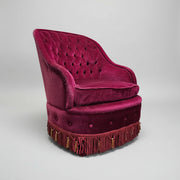 Napoleon III Style Tufted Plum Velvet Toad Armchair
