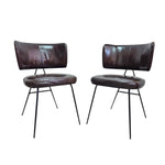 Marina Home Mid-Century Style Dark Brown Leather and Iron Accent Chair