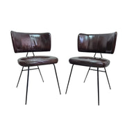 Marina Home Mid-Century Style Dark Brown Leather and Iron Accent Chair