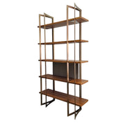 Design Atelier Modern Mahogany and Gold Metal Five-Tier Bookshelf