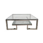 The One Two-Tier Glass & Silver Coffee Table