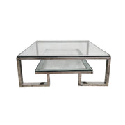 The One Two-Tier Glass & Silver Coffee Table