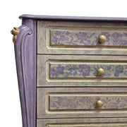 Provencal Style Lavender and Gold Carved Floral Chest of Drawers