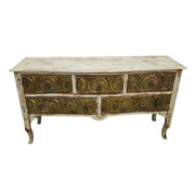 Rustic Bohemian Embossed Brass & Wood Sideboard