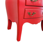 Vibrant Red French Provincial 3-Drawer Nightstand