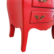 Vibrant Red French Provincial 3-Drawer Nightstand