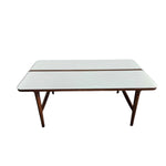 Bi-Colour Mid-Century Style Wooden Dining Table with White Laminate Top