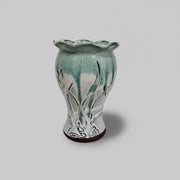 Curated Scalloped Drip Glaze Ceramic Flower Pot Vase