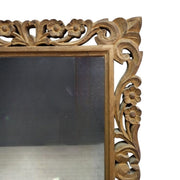 Crate & Barrel Vintage Style Carved Floral Solid Wood Wall Mirror