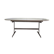 Extendable White Dining Table with Silver Metal Base