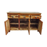 Artisanal Mixed Timber Chevron Parquet Solid Wood Sideboard