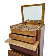 Minimalist Natural Timber Five Drawer Chest with Hidden Vanity Mirror