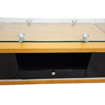 Streamlined Floating Glass Top Oak and Matte Black Media Console