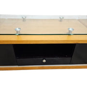 Streamlined Floating Glass Top Oak and Matte Black Media Console