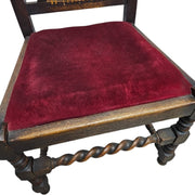Barley Twist Antique Armchair with Cane and Velvet
