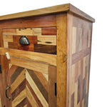 Artisanal Mixed Timber Chevron Parquet Solid Wood Sideboard