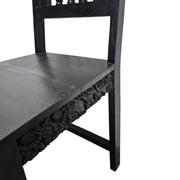 Stately Indian Style Carved Black Wood Dining Chair
