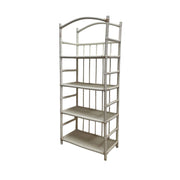 Vintage-Inspired White Bamboo 4-Tier Arched Bookshelf