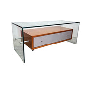 Giorgetti Designer Pre-Loved Glass and Wood Coffee Table