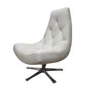 Mid-Century Cream Swivel Lounge Chair