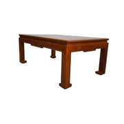 Traditional Asian Carved Wood Coffee Table with Glass Top