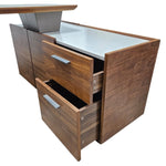 Al Huzaifa Arthur Modern Style Walnut Executive Desk with Grey Leather Top