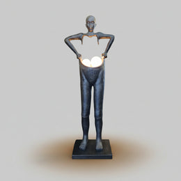 Avant-Garde Figurative Black Composite Sculptural Floor Lamp