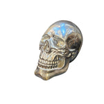 Sculptural Metallic Silver Carved Skull Specimen Accent