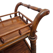 Victorian Style Turned Wood Rolling Beverage Bar Trolley