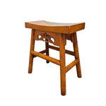 Hand-Painted Floral Oriental Stool with Curved Seat