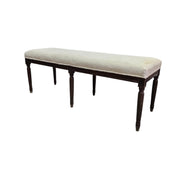 The One Vintage Style Cream Upholstered Long Bench with Fluted Legs